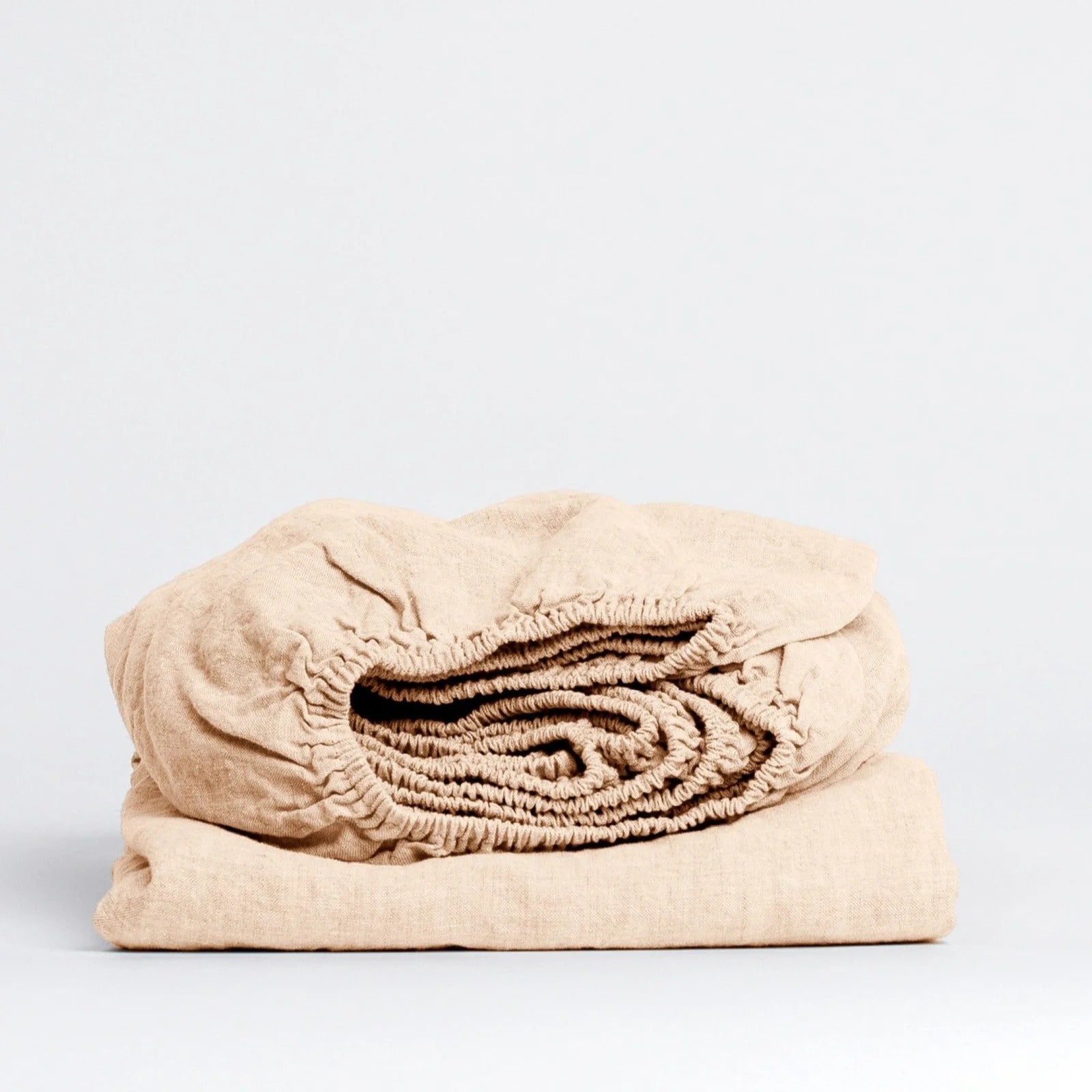 Brazilian sand beige linen fitted sheet