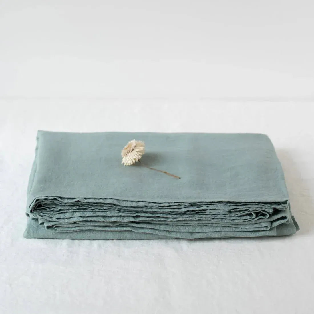 Green milieu linen flat sheet