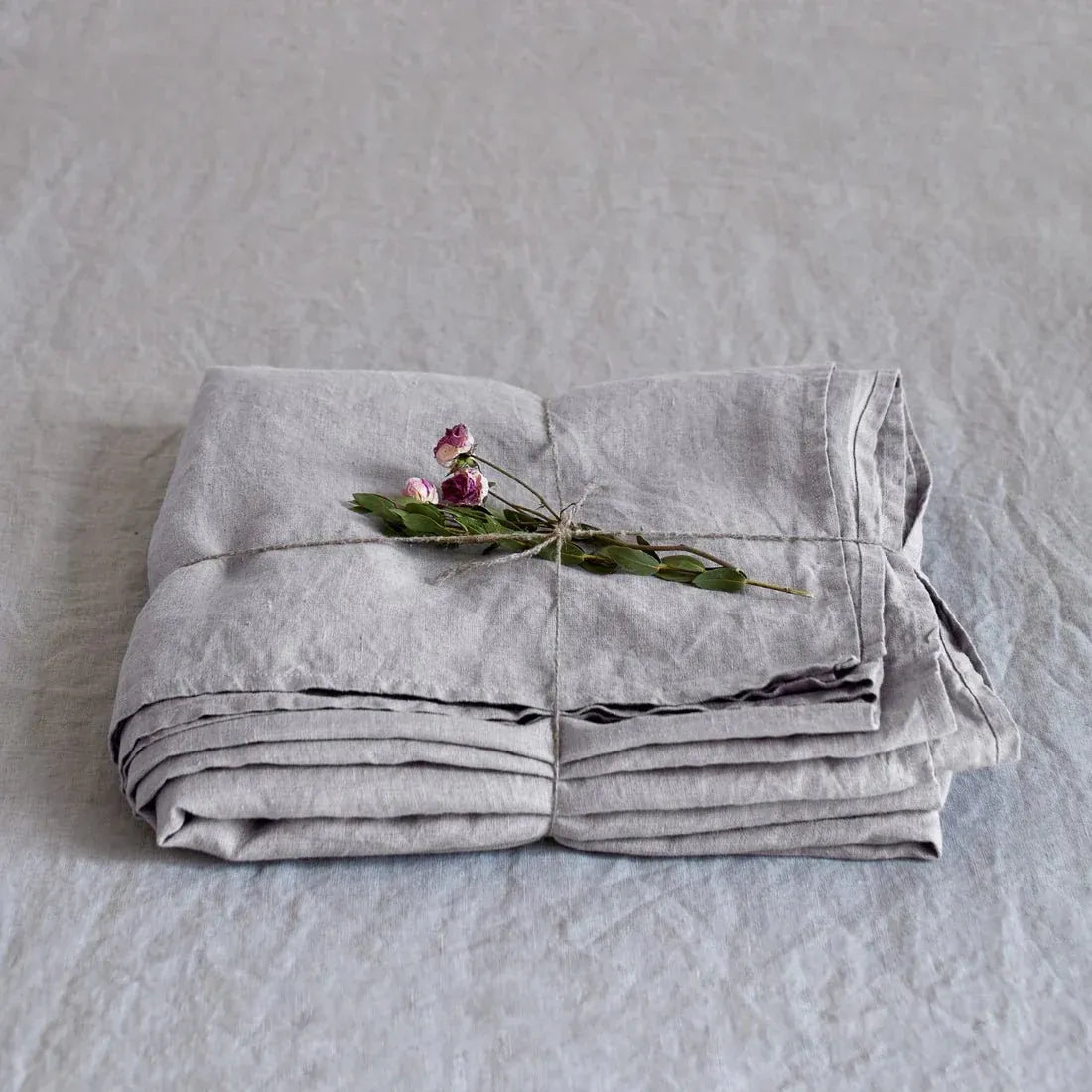 Light grey linen flat sheet