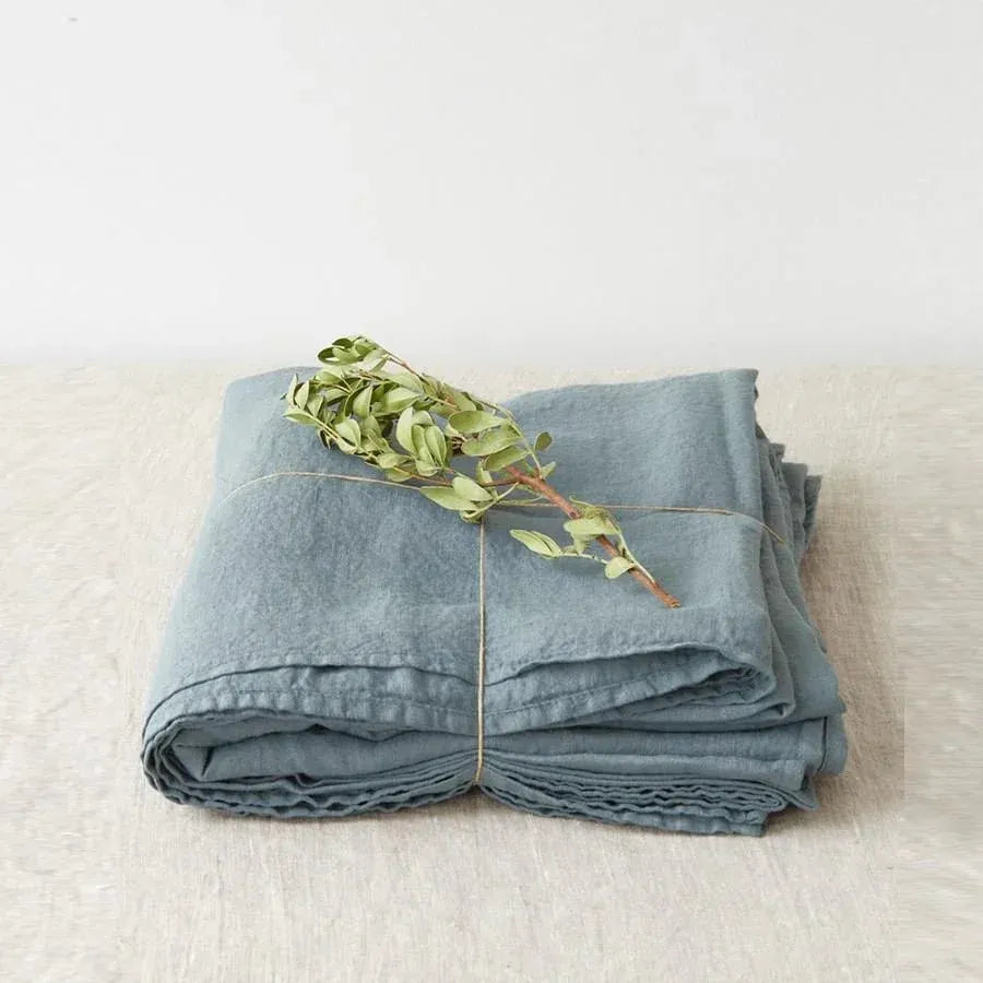 Blue fog linen flat sheet