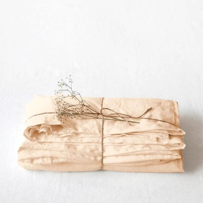Brazilian sand beige linen flat sheet