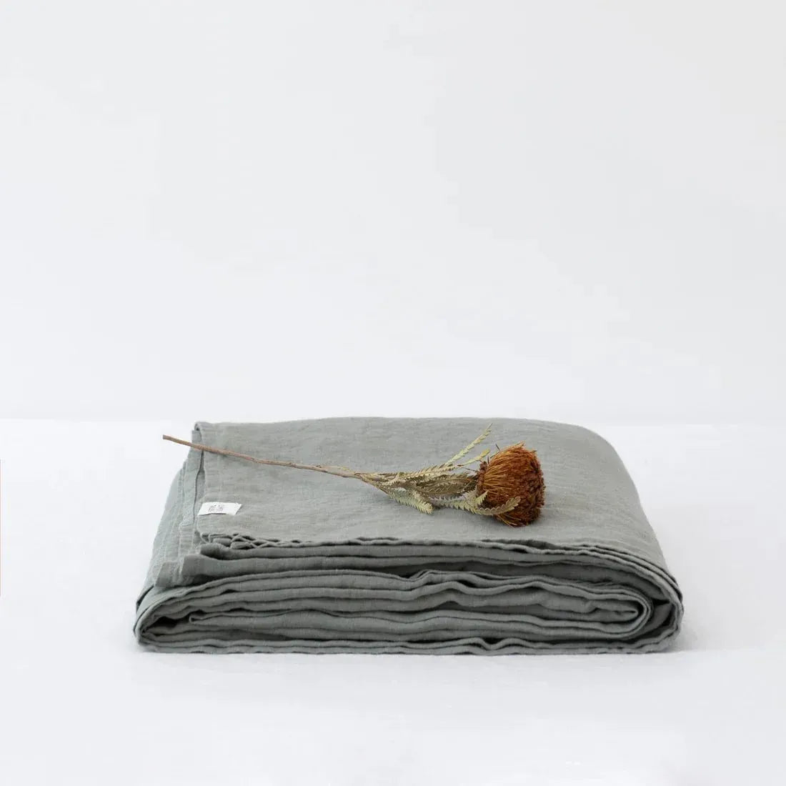 Khaki linen flat sheet