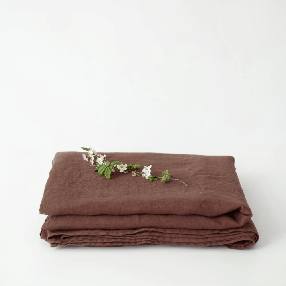 Chocolate brown linen flat sheet, limited edition