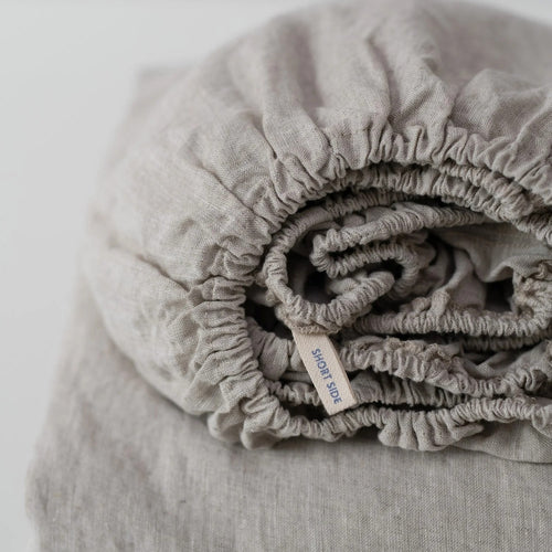 Natural linen fitted sheet