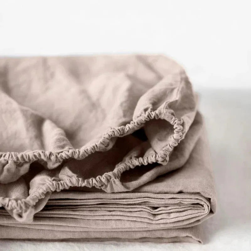 Portobello taupe linen fitted sheet