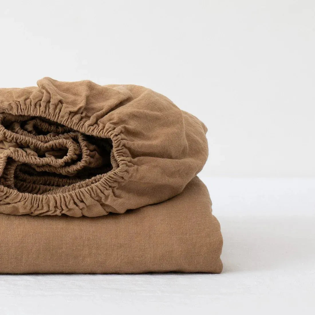 Camel linen fitted sheet
