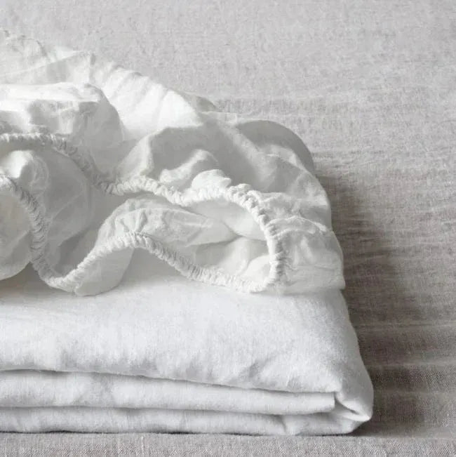 White linen fitted sheet