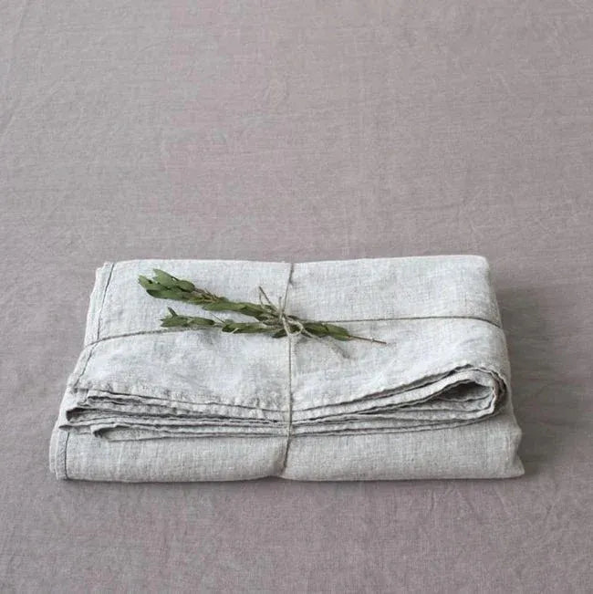 Melange grey linen flat sheet